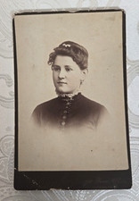Vintage cabinet card young woman Lizzie Hagy 1st hair cut bangs Strunk Studio PA
