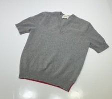 Bassike Womens Pullover Short Sleeve V Neck Cashmere Sweater Gray Size 0