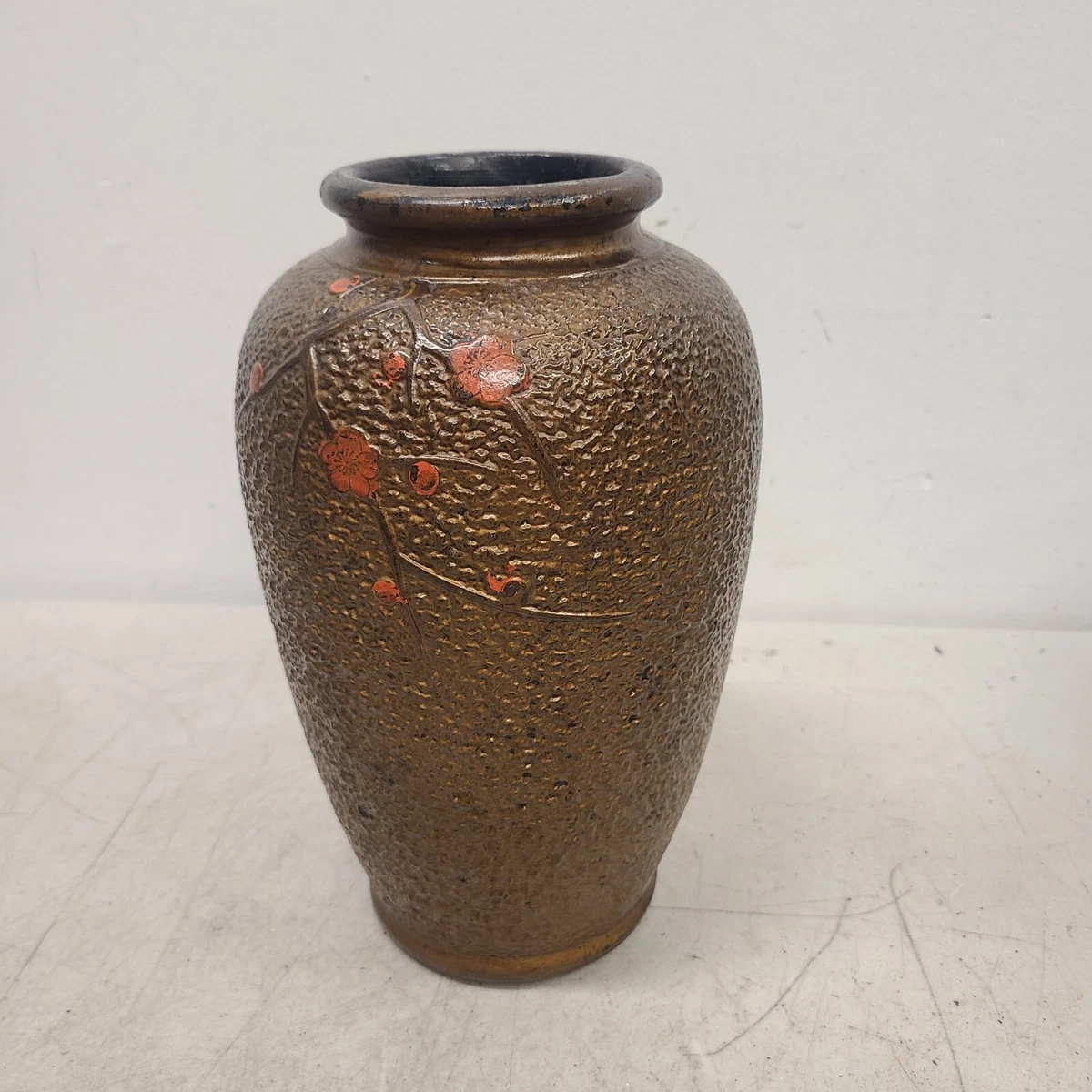 陶瓷褐色古董日本原创古董花瓶| eBay