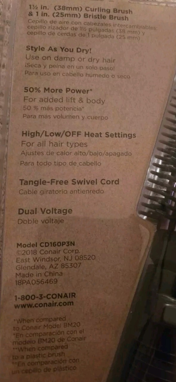 Conair Hot Air Styler Volume Plus Voluminous Curls & Waves 1 1/2" & 1" Brushes🪮