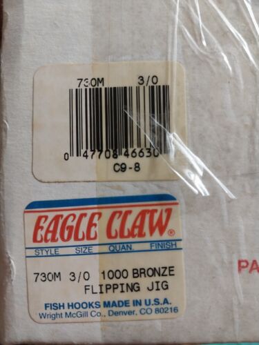 Nos Eagle Claw 730m 3/0 1000 Bronze Flipping Jig Hooks