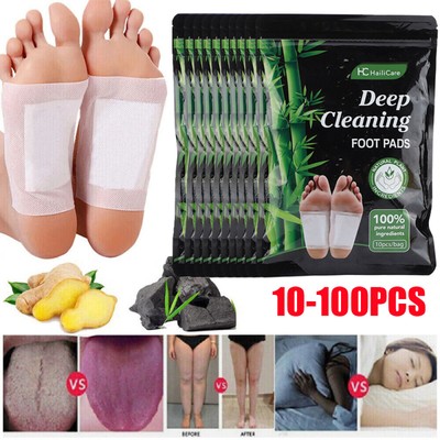Bamboo Detox Foot Patches Pads Body Toxins Feet Deep Cleansing Natural Herbal