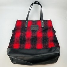 Pendleton Buffalo Check Long Tote Bag Red Black Wool Top Handle Purse No Strap
