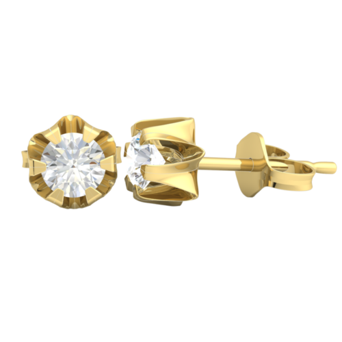 Boucles d'oreilles clous en diamant en or 14 carats 0,3 ct coupe ronde créée en laboratoire pour hommes 6 broches papillon - Photo 1 sur 21