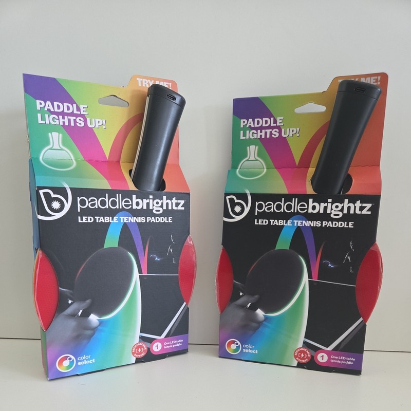 lot of 2 PaddleBrightz LED Ping Pong Paddle - Glow In The Dark Rechargeable 