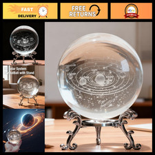 3D Solar System Crystal Ball 60mm Laser Engraved Glass Sphere Decor Gift for Spa