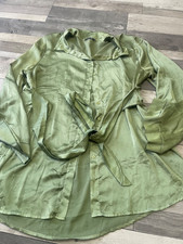lovely ladies green satin dress + belt or long evening shirt  size 26 BOOHOO