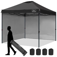 KAMPKEEPER 10x10 Pop Up Canopy Tent with 2 Sidewalls for Use, Black (Open Box)