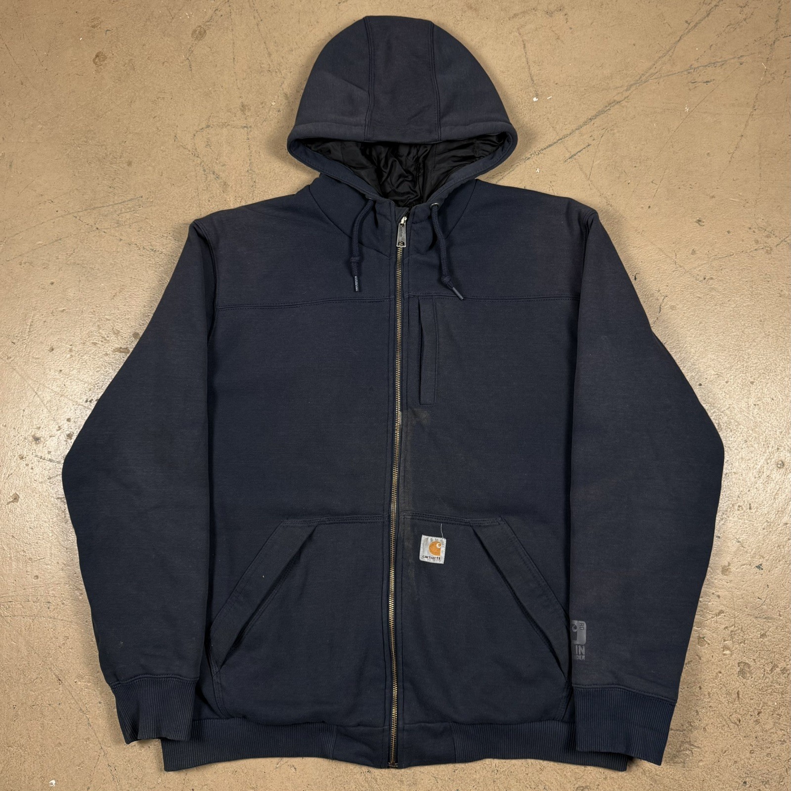 Carhartt 104078 472 Rain Defender Full Zip Up Hoodie Quilted Blue Y2K Size XXL