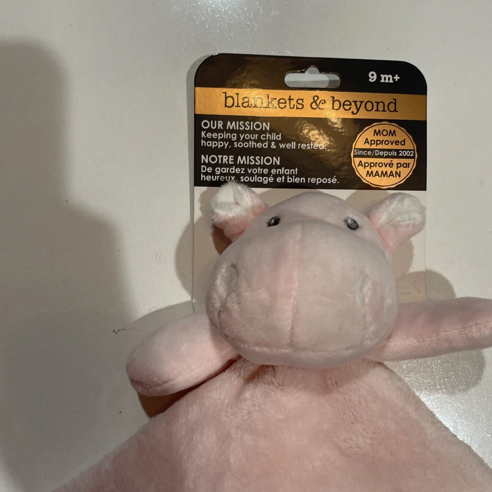 Mantas y Beyond Rosa Hipopótamo Bebé Manta de Seguridad Lovey Suave Vellón 12" Chupete Foto 2 de 4