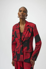 Joseph Ribkoff Black/Red Abstract Print Straight Blazer Jacket 254092