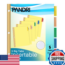 Binder Divider, PANDRI 200 Pack Binder Index Dividers with 5 Insertable Multicol