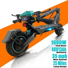 35 mph Electric Scooter for Adults,1600W Peak 48V 13Ah 25 Miles Range Foldable