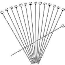 15PCS Long Cocktail Picks for Drinks, Stainless Steel 8.2 IN-15PCS, Silver