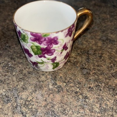 Vintage Inarco Japan demitasse/tea cup Retired purple violet floral gold trim