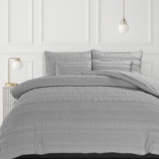 Image of Microfibre Quilted Duvet Cover Set Pinsonic Embossed Soft Bedding Pillowcase