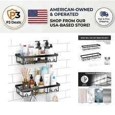 Versatile Self-Adhesive Shower Organizer - 2 Rustic Shelves for Maximum Storage