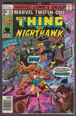 MARVEL TWO-IN-ONE #34 The Thing Nighthawk comic book 12 1977