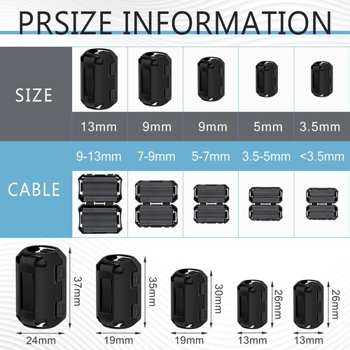 25 Stck. Ferrit Drosseln Ferrit Perlen Snap on RFI EMI Rauschunterdrücker Kabel Clip f - Bild 3 von 8