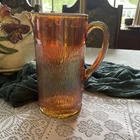 MARIGOLD CARNIVAL GLASS Jeanette TREE BARK PITCHER iridescent 1930’s