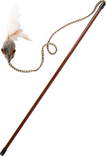 Ourpet'S Play-N-Squeak Teathered  Feathered Play Wand Cat Toy, for All Breed Si