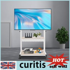 TV Stand Mobile Trolley For 43-86 Inch Screens With Storage Shelves White