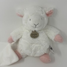 Doudou et Compagnie White Lamb Sheep Pink Plush Lovey Baby Security Blanket Toy