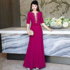 Autumn Women's 2025 Dress Nail Bead Party V-neck Elegant White Fishtail Dresses