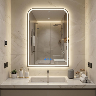 Dimmable LED Bathroom Mirror with Anti-Fog, 3 Colors, 36''x24'' White