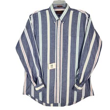 VTG Chaps Ralph Lauren Long-Sleeve Striped Button-Down Shirt Men s L USA 90s NWT