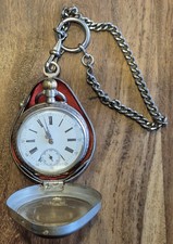 Taschenuhr „Remontoir – Cylindre 10 Rubis“, 800 Silber mit Schutzhülle