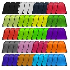 100Pcs Draw String Back Bag, 20 Color Large Capacity Drawstring Backpack Prin...
