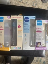 3 MAM Easy Active 11 Oz Baby Bottles Fast Flow 4+ Months +1 9oz Easy Start 4)bot