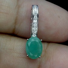 925 Sterling Silver Pendant Oval Emerald 8x6mm Natural Gemstone Jewelry