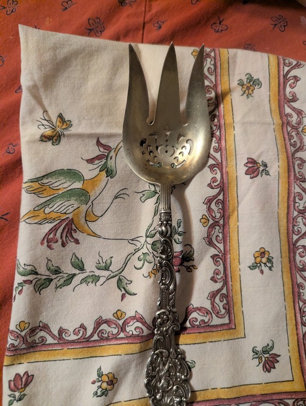 Versailles by Gorham Sterling Silver Salad Serving Fork GW 3-Tine Pierced 8 3/4"