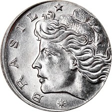 [#840511] Coin, Brazil, 5 Centavos, 1967, planchet error, AU(55-58), Stainless S
