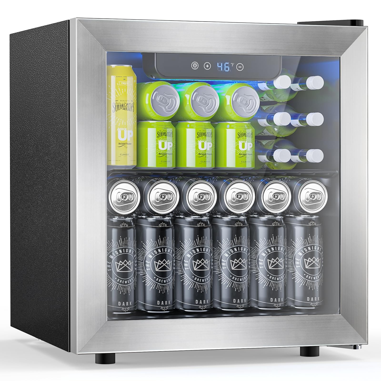48 Can Beverage Refrigerator,12 Bottle Wine Cooler with Stai
