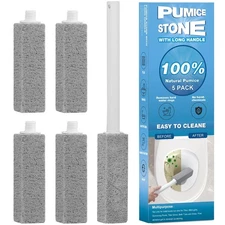 5 Packs Pumice Cleaning Stone with Extra Long Handle, Pumice Stone for Toilet...