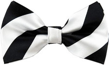 Collegiate Stripe Pre-Tied Bow Tie Black and White