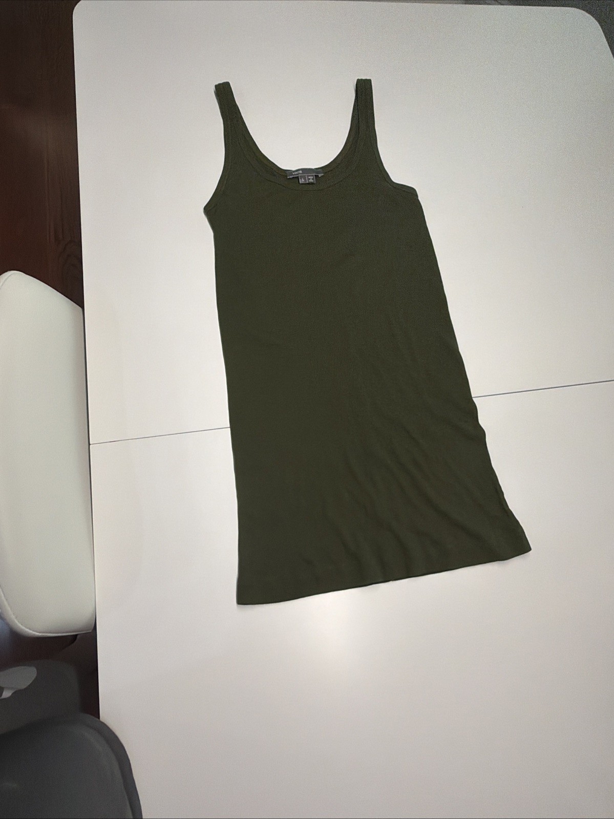 Vince Womens Brown Cotton Blend Basic Crew Neck Sleeveless Tank Size L