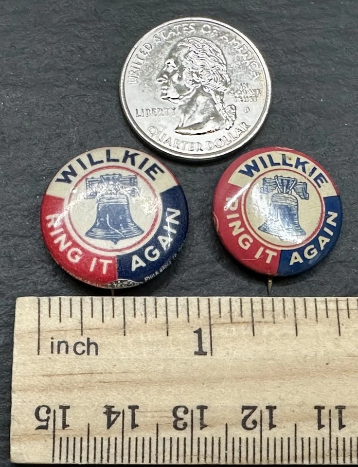 BOTONES DE CAMPAÑA WILLKIE DE COLECCIÓN: WILLKIE & MNARY, RING IT AGAIN, PRESIDENT M53 Foto 2 de 4