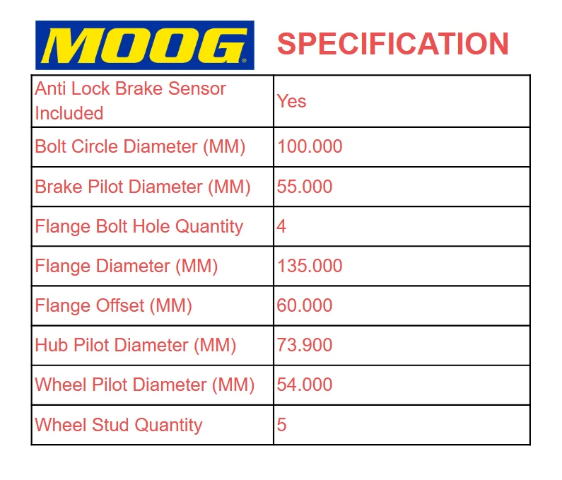 Par de conjunto de buje de cojinete de rueda trasera MOOG para Toyata Prius E11 2010-2015 Foto 3 de 4