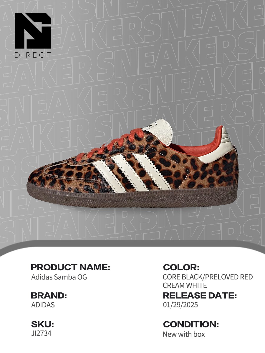 adidas Womens Samba OGPreloved Red Leopard - JI2734 Women Size