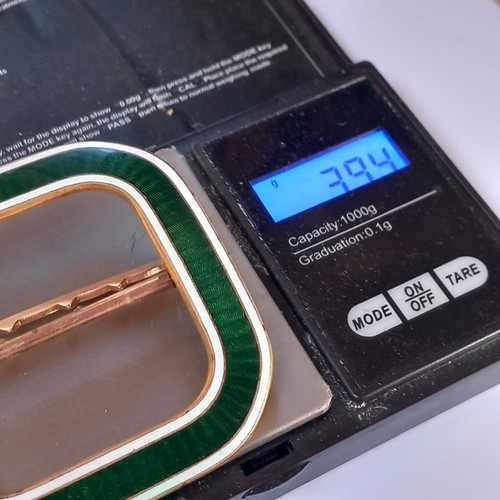 Scrap Sterling Silver Gilt Guilloche Enamel Buckle Missing Prongs.39.4 Grams