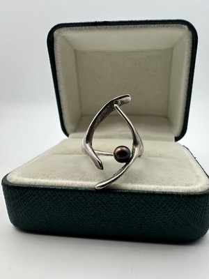 Seltener Eden Hand Arts Cape Cod Silberring mit handgeschmiedeten Perlenflossen