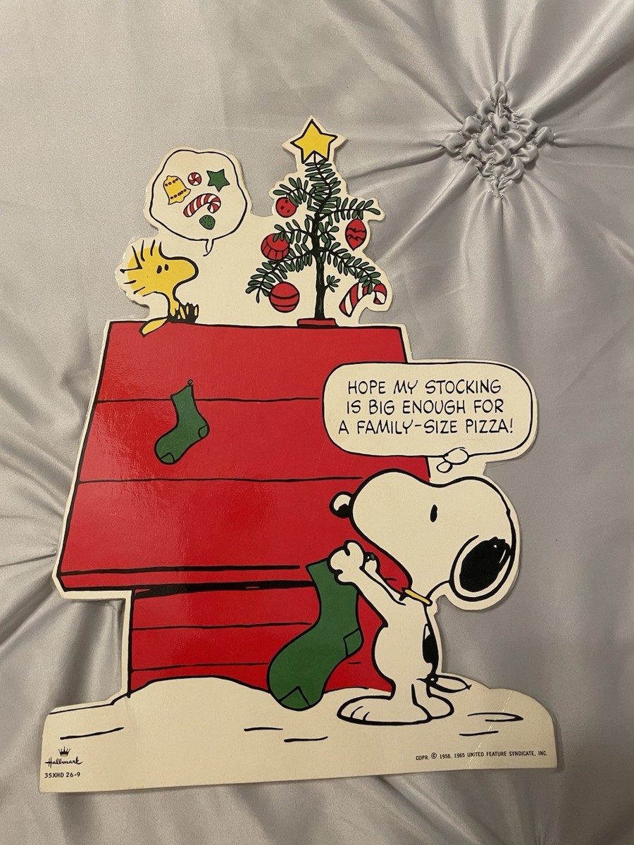 Hallmark Peanuts Snoopy Woodstock Christmas Poster Vintage
