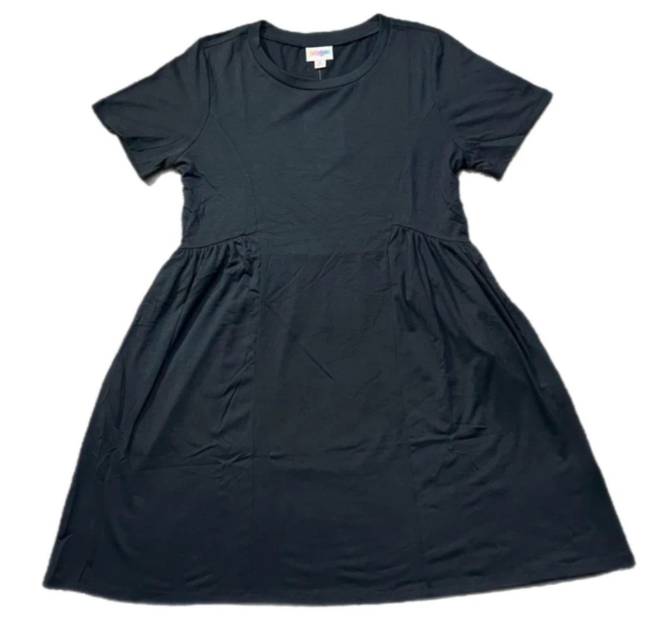Robe Julia LuLaRoe Taille XS – Noire à Imprimé Géométrique Blanc 3D – Neuve Avec étiquettes