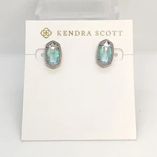 New Kendra Scott Ellie Silver Stud Earrings In Dichroic Glass