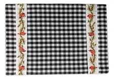 Set of 4 CARDINAL 'N' PINE Black Check Christmas Placemats, The Country House