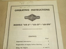 BRIGGS & STRATTON Engine Models 6B-S 6B-SF 6B-SFB Operating Instructions Manual